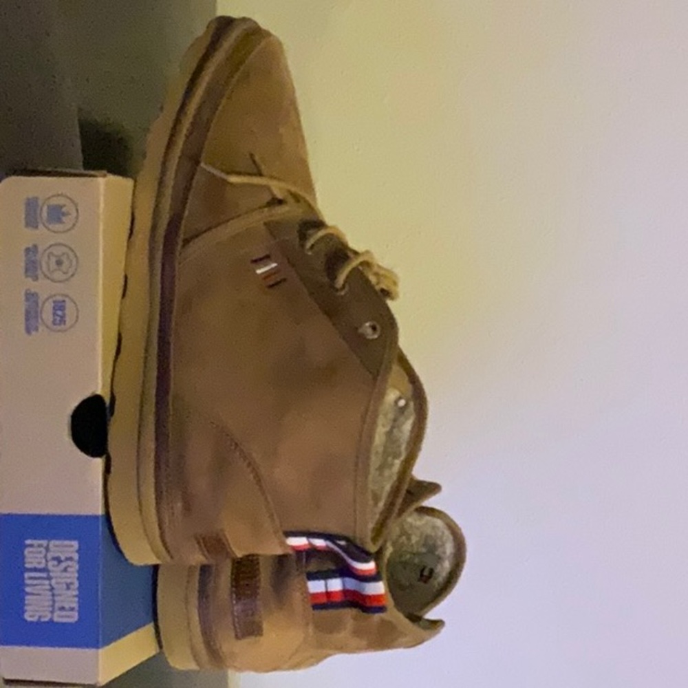 Brown Leather Boots with Striped Detail